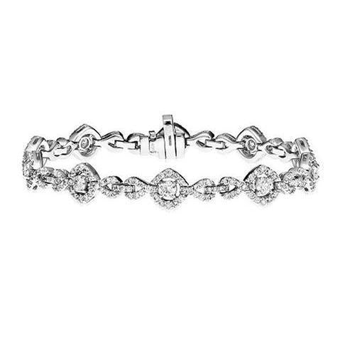 6 karaat Natuurlijk Ronde Halo Stijl Dames Schakelarmband Wit Gouden Sieraden Nieuw - harrychadent.nl