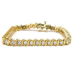 7 karaat dames ronde geslepen diamanten tennisarmband geel gouden sieraden