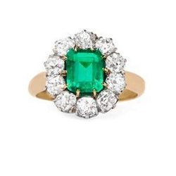 7 karaat groene smaragd diamanten trouwring goud 14K