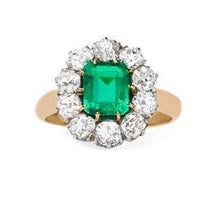 Afbeelding in Gallery-weergave laden, 7 karaat groene smaragd diamanten trouwring goud 14K - harrychadent.nl
