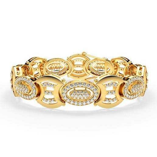 7 karaat kleine ronde geslepen diamanten heren armband goud geel 14K - harrychadent.nl
