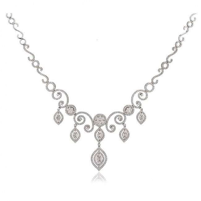 7 karaat mooie sieraden dames diamanten halsketting en oorbellen set - harrychadent.nl
