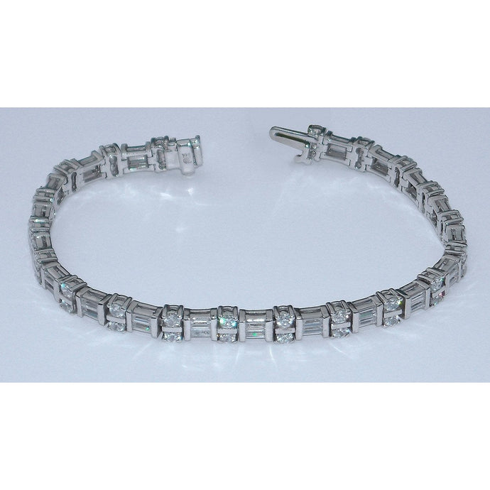 7-karaats diamanten tennisarmband stokbrood en rond 14K witgoud - harrychadent.nl