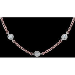 7 kt diamanten halsketting hanger rosé/wit goud Nieuw