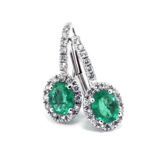 7,36 karaat groene smaragd met diamanten bungel oorbellen wit goud 14K - harrychadent.nl