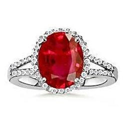 7,50 ct diamant en rode robijn edelsteen ring sieraden 14k wit goud 14k