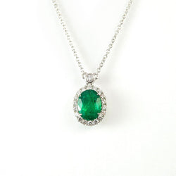 7,50 ct. Groene smaragd en diamanten edelsteen hanger ketting ketting