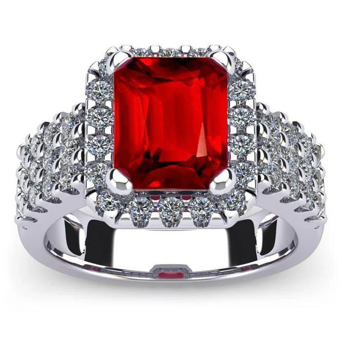 7,50 karaat smaragd vorm rode robijn met diamanten ring gouden sieraden - harrychadent.nl