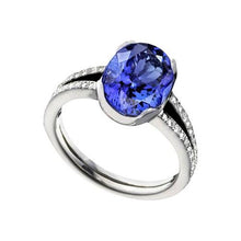 Afbeelding in Gallery-weergave laden, 7.01 karaat ovale tanzaniet diamanten verlovingsring wit goud 14K - harrychadent.nl
