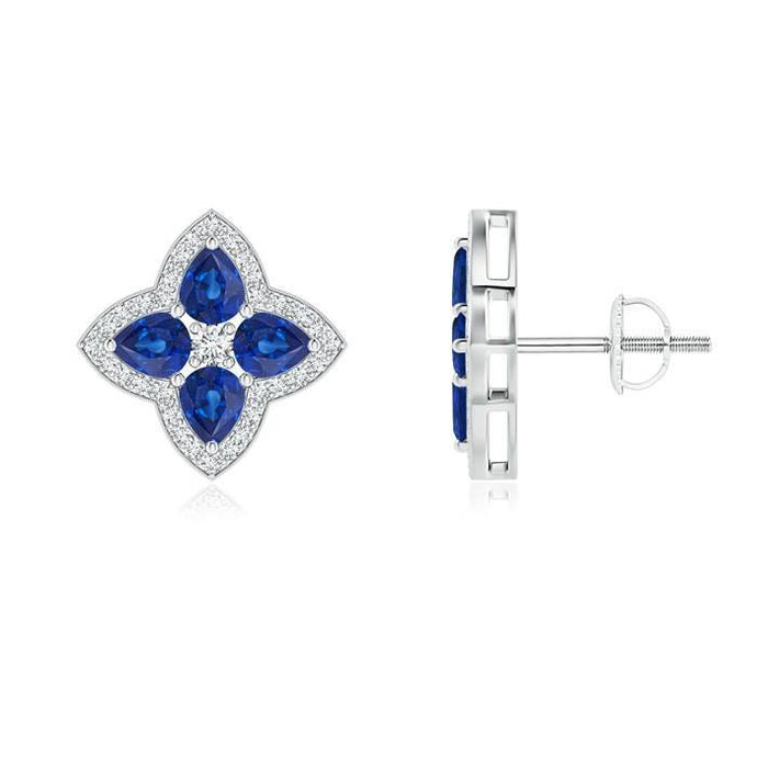 7.06 karaat peer Sri Lanka blauwe saffier ronde diamanten oorknopjes - harrychadent.nl