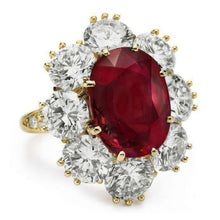 Afbeelding in Gallery-weergave laden, 7.25 Ct Prong Set ovaal geslepen granaat en diamanten verlovingsring - harrychadent.nl
