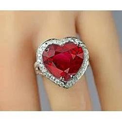 7.25 ct 14K goud mooie edelsteen ring rode robijn met diamanten sieraden