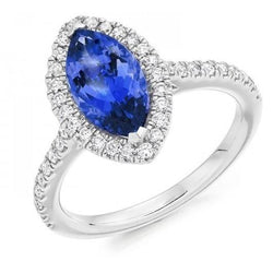 7.25 karaat Marquise Tanzanite Halo Diamond Ring wit goud 14K