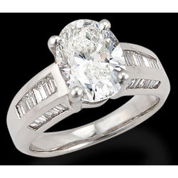 7,50 Ct. Ovale Natuurlijke Echte Diamant ( Niet Labgekweekt ) Solitaire Ring Met Accenten