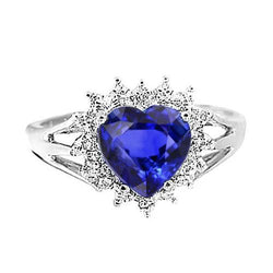 7.61 ct hart Sri Lanka blauwe saffier en diamanten ring