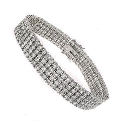7.70 Karaat Prong Gezet Rond Natuurlijke uit de aarde gewonnen Diamanten Tennisarmband Goud Wit 14K