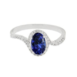 7.75 karaat blauwe tanzaniet trouwring wit goud 14k