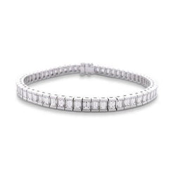 7.80 Karaat Kanaalgezet Baguette Geslepen Natuurlijke Diamanten Tennisarmband Witgoud
