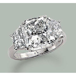 7 Karaat Radiant Natuurlijke Echte Diamant (Niet labgekweekt) Drie Stenen Verlovingsring Witgoud