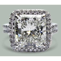 Natuurlijke 7 Karaat Radiant Diamanten Halo Ring