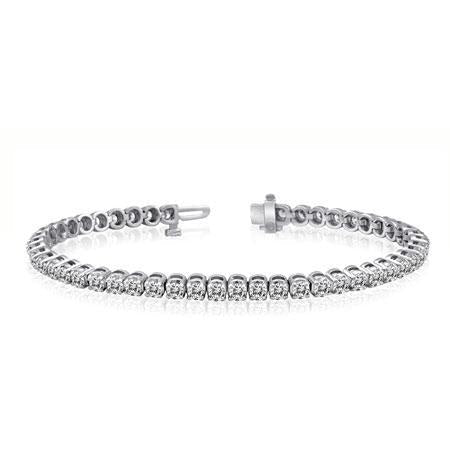 7 karaat Witte Echt Diamanten Ronde Geslepen Armband Wit Goud - harrychadent.nl