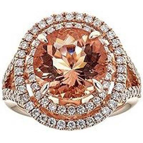 8 ct Morganite Halo diamanten ring wit goud 14K nieuw - harrychadent.nl