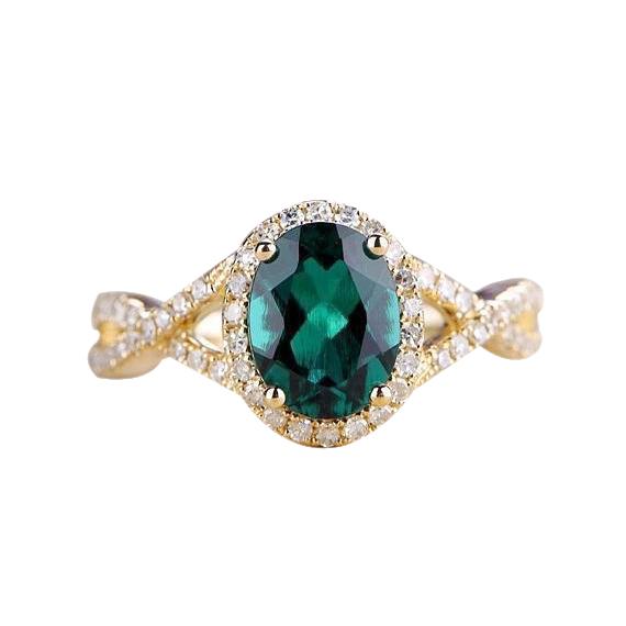 8 kt groene smaragd stenen ring met diamanten sieraden geel goud 14k - harrychadent.nl