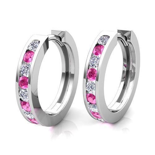 8 kt roze saffier en diamanten ring set hoepel oorbellen 14k - harrychadent.nl