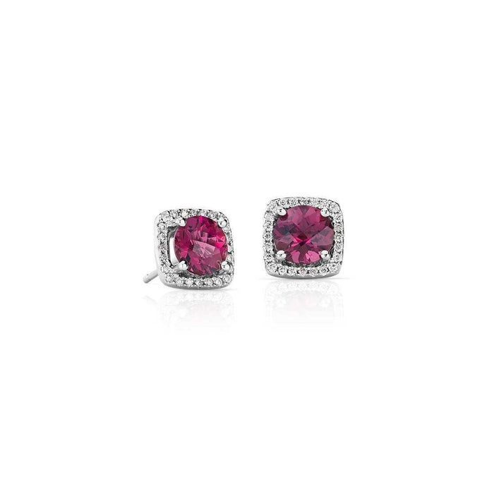 8 kt roze toermalijn en diamanten oorknopjes wit goud 14k - harrychadent.nl