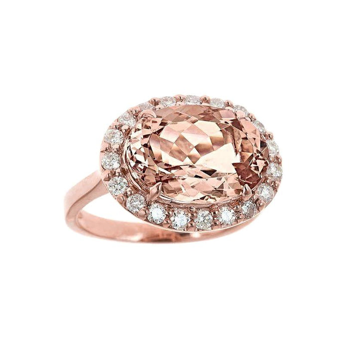 8.10 ct Morganite fancy ring met diamanten rosé goud 14k- harrychadent.nl
