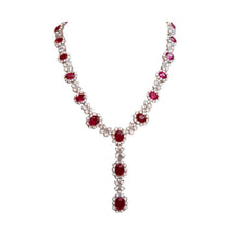 Afbeelding in Gallery-weergave laden, 83.01 karaat platina diamanten robijn ketting hanger bruids juwelen - harrychadent.nl
