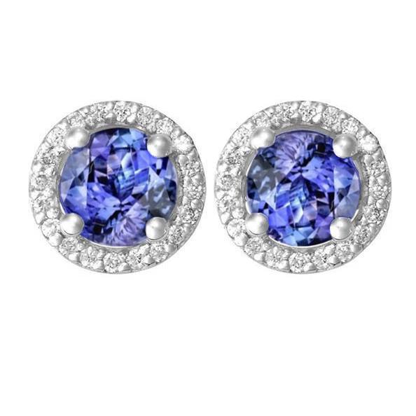 8,44 Ct Tanzaniet & Diamanten Oorknopjes Goud Wit 14K - harrychadent.nl