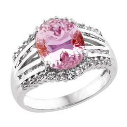 8,50 karaat Kunziet en diamanten Ring Prong Set wit goud 14K