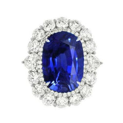 8,50 karaat blauwe saffier diamanten trouwring wit goud 14K