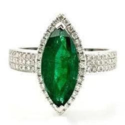 8,50 karaat groene smaragd met diamanten ring witgouden fijne sieraden