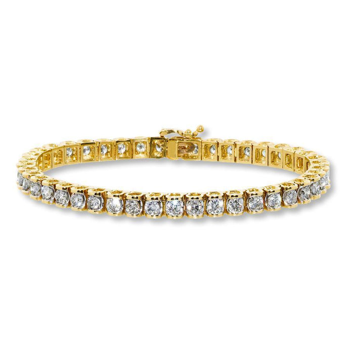 8,60 karaat sprankelende ronde diamanten tennisarmband goudgeel 14K - harrychadent.nl