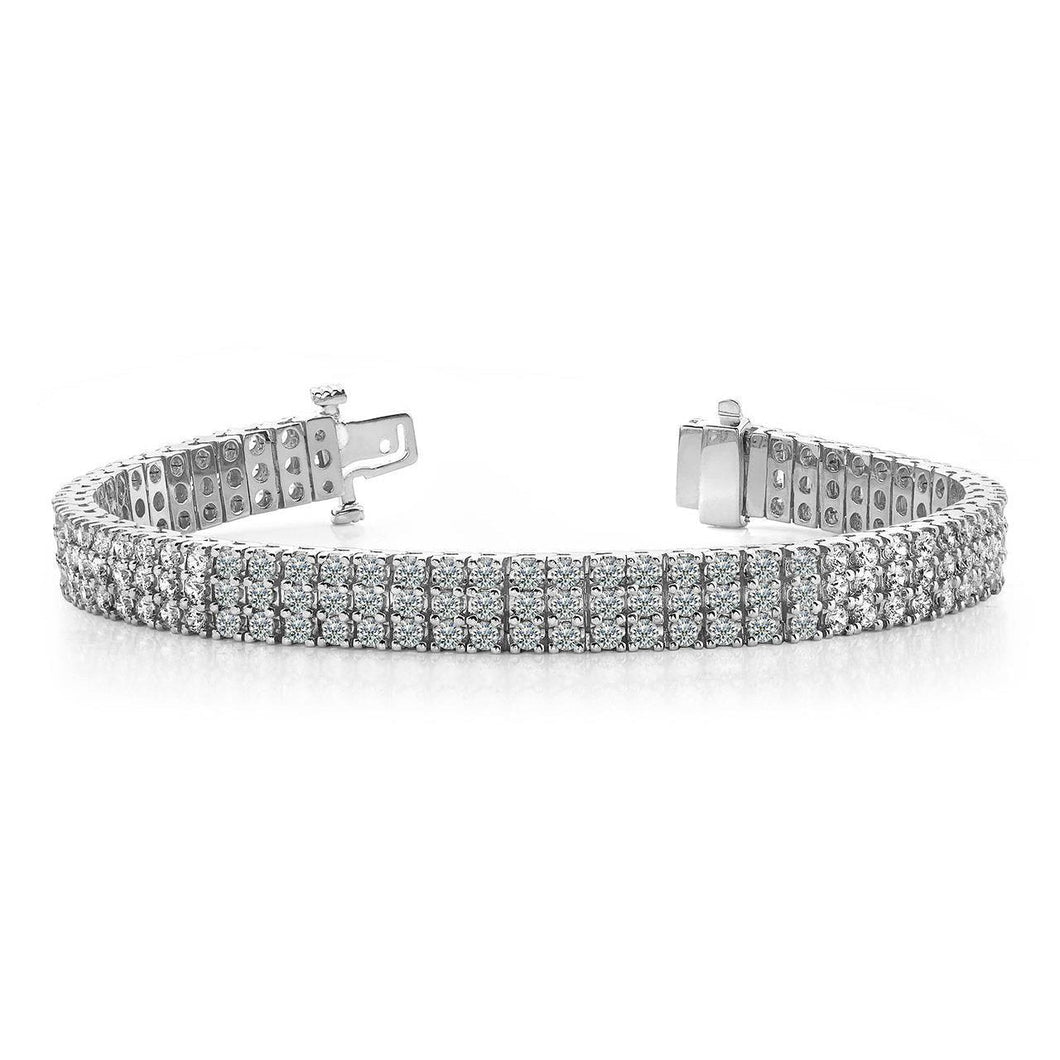 8,70 ct ronde geslepen diamanten klassieke diamanten armband met 3 rijen witgoud - harrychadent.nl