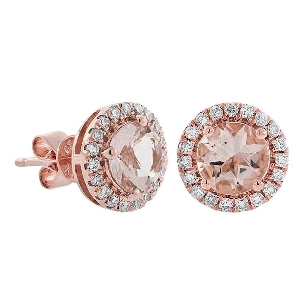 8,70 karaat Morganite met diamanten Rose Gold 14K oorknopjes - harrychadent.nl