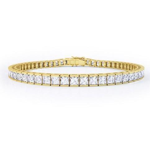 8,80 karaat prinses geslepen diamanten tennisarmband geel goud 14K - harrychadent.nl