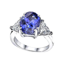 Afbeelding in Gallery-weergave laden, 8.01 karaat ovale tanzaniet diamanten drie stenen jubileum ring - harrychadent.nl
