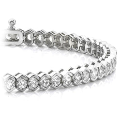 8.40 Karaat Halve Kastzetting Ronde Natuurlijke Diamanten Tennisarmband Witgoud