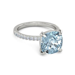 8.70 karaat aquamarijn met diamanten ringtanden set wit goud 14K