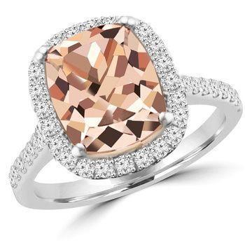 8.75 ct sprankelende Morganite en diamanten ring wit goud 14k - harrychadent.nl