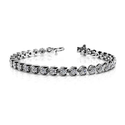8 Karaat Prong Gezet Rond Natuurlijk Diamant Bloemen Schakel Tennisarmband Witgoud
