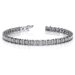 8 Karaat Prong Gezet Rond Geslepen Natuurlijke uit de aarde gewonnen Diamanten Tennisarmband Witgoud