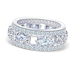 8 Karaat Klassieke Sandwich Natuurlijke uit de aarde gewonnen Diamanten Eternity Ring Witgoud 14K