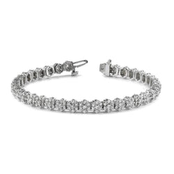 8 Karaat Sprankelende Ronde Geslepen Echt Diamanten Pentagon Armband Goud Wit