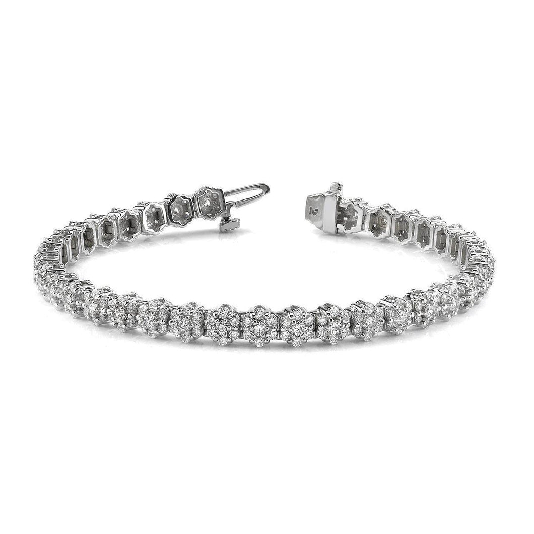 8 Karaat Sprankelende Ronde Geslepen Echt Diamanten Pentagon Armband Goud Wit