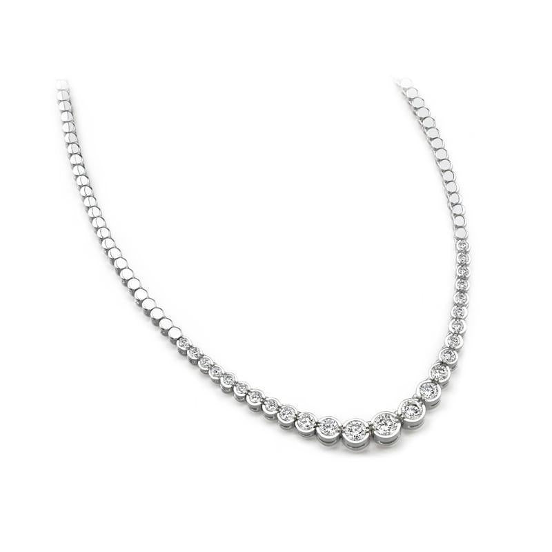 8 Karaats Bezel Set Echt Diamanten Tennis Ketting Wit Goud 14K