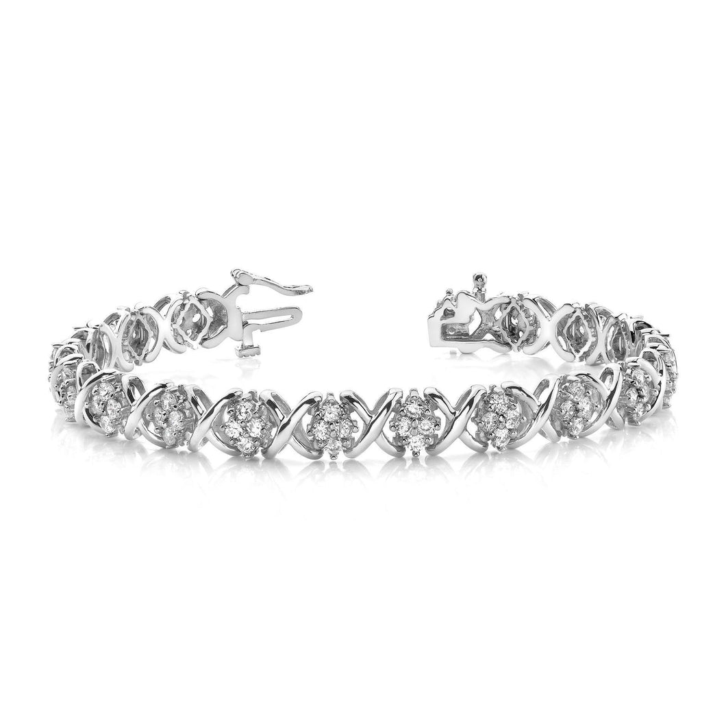 8 karaat Witgouden 14K Ronde Geslepen Echt Diamanten Tennis Fijne Armband - harrychadent.nl